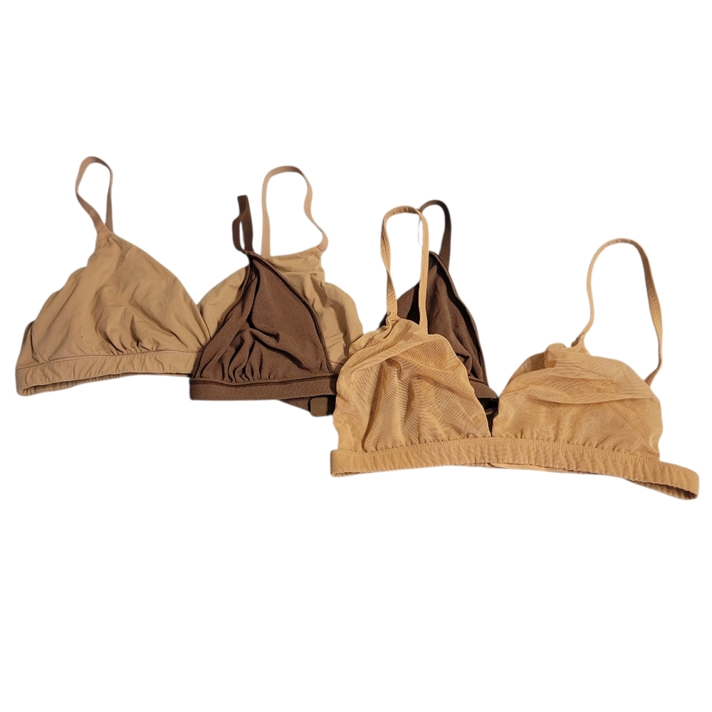 Skims Bralette Set Of 3 Beige Brown